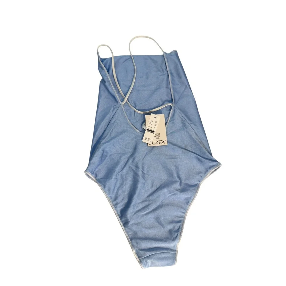 Maryam Nassir Zadeh x J.Crew Blue Shimmer One Piece Swimsuit CC309 Size 4 NWT
